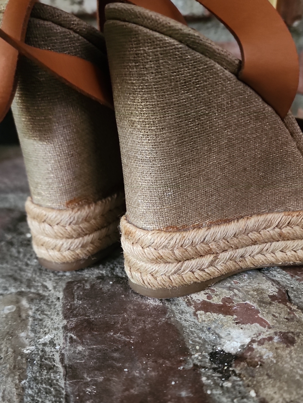 Tory Burch Tan Leather Ankle-Strap Wedge Espadrilles - Picture 4 of 8